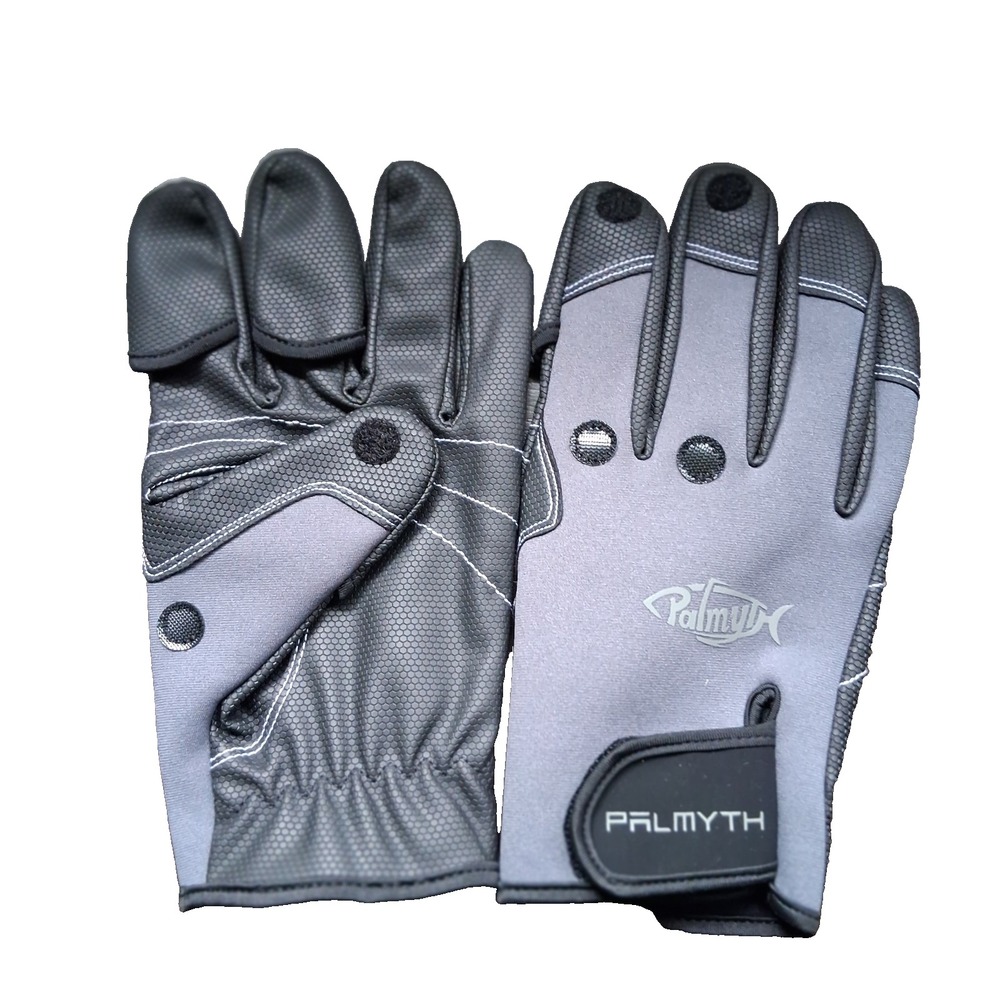 Palmyth Magnetic Fleece Fishing Convertible 3 Cut Finger Gray Gloves Men's 2XL